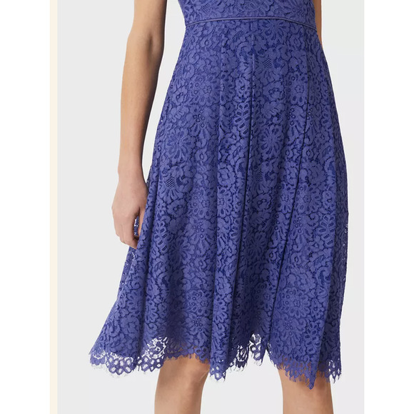 NEW Hobbs London Anastasia Blue Fit and Flare Lace Dress Size 14 - Picture 3 of 4